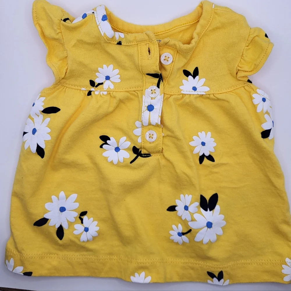 Yellow Floral Kids Top and Blue Shorts Set